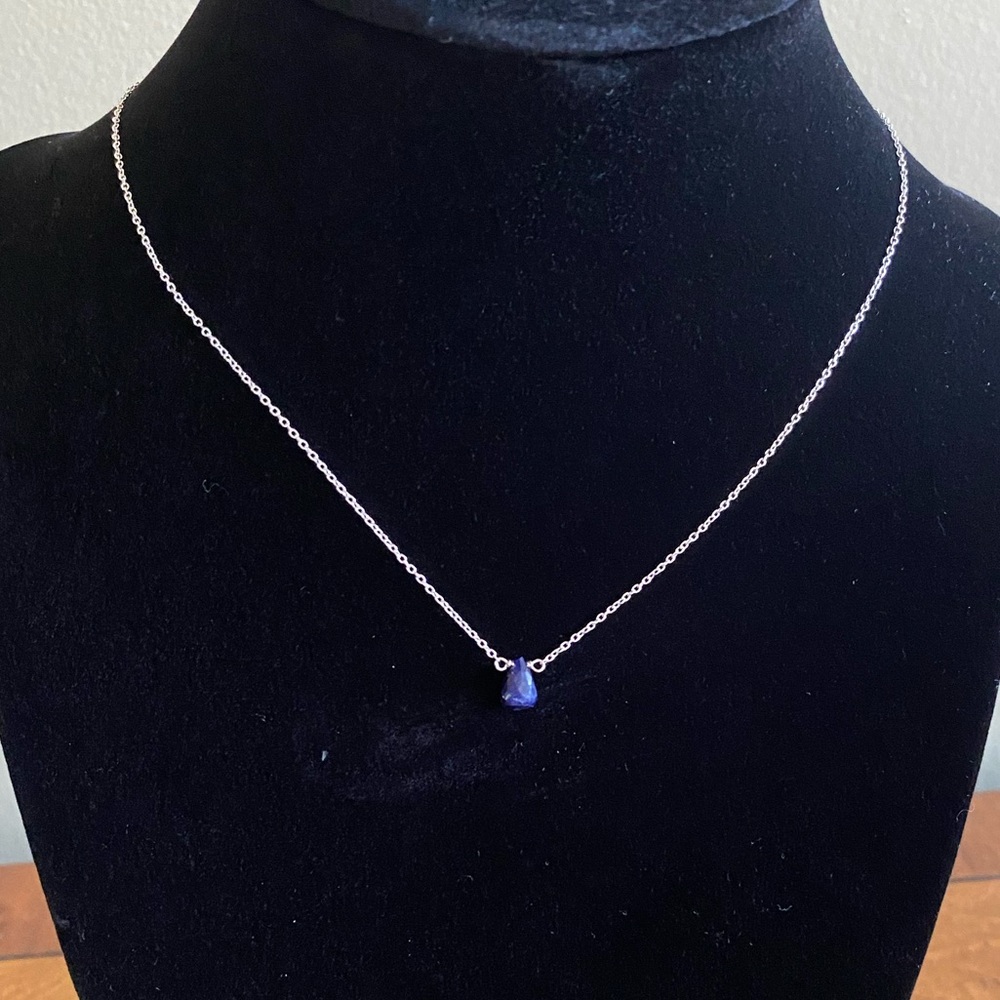 Dainty sterling silver and sapphire necklace